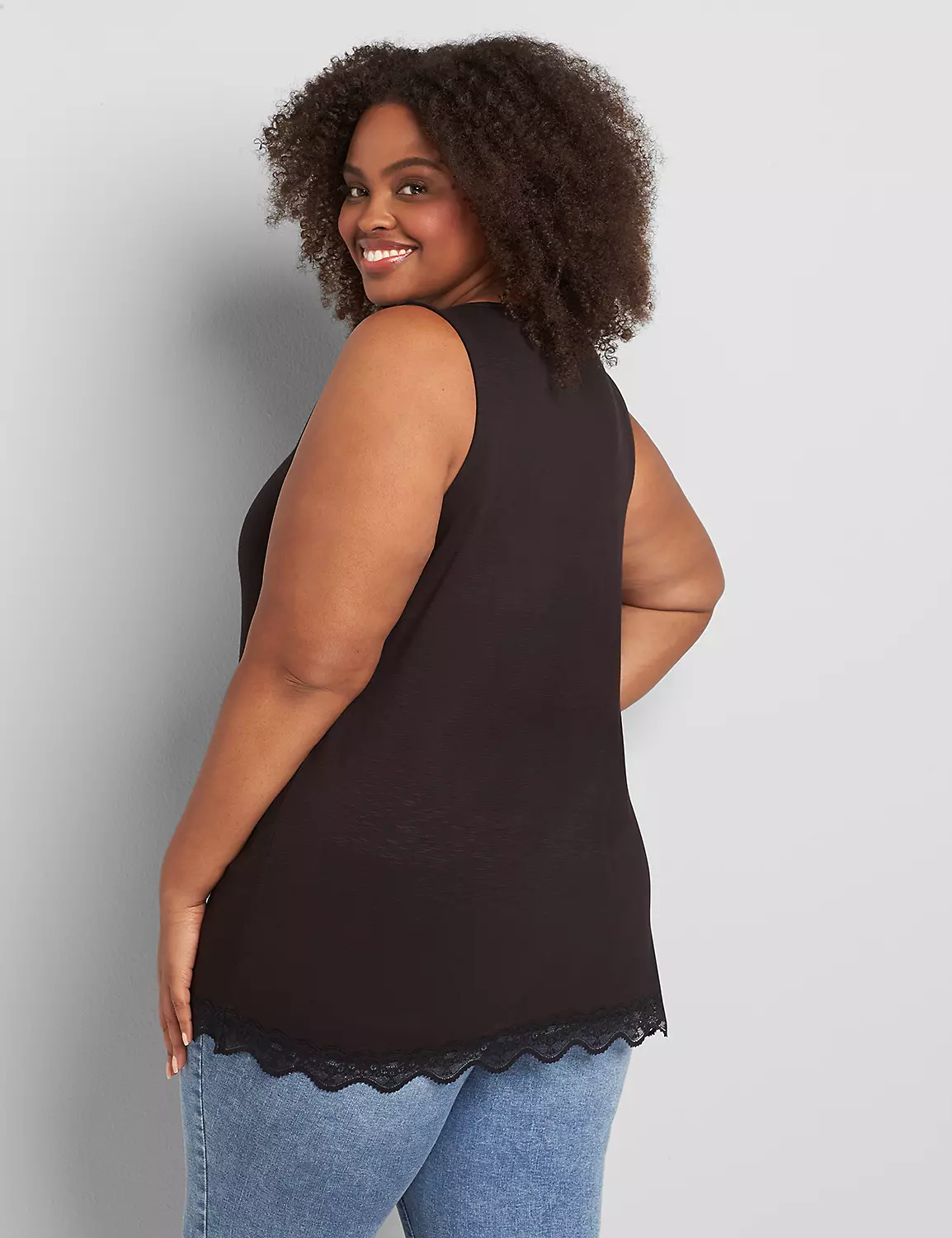 Classic V-Neck Lace-Trim Tank 2 Classic V-Neck Lace-Trim Tank - Image 2