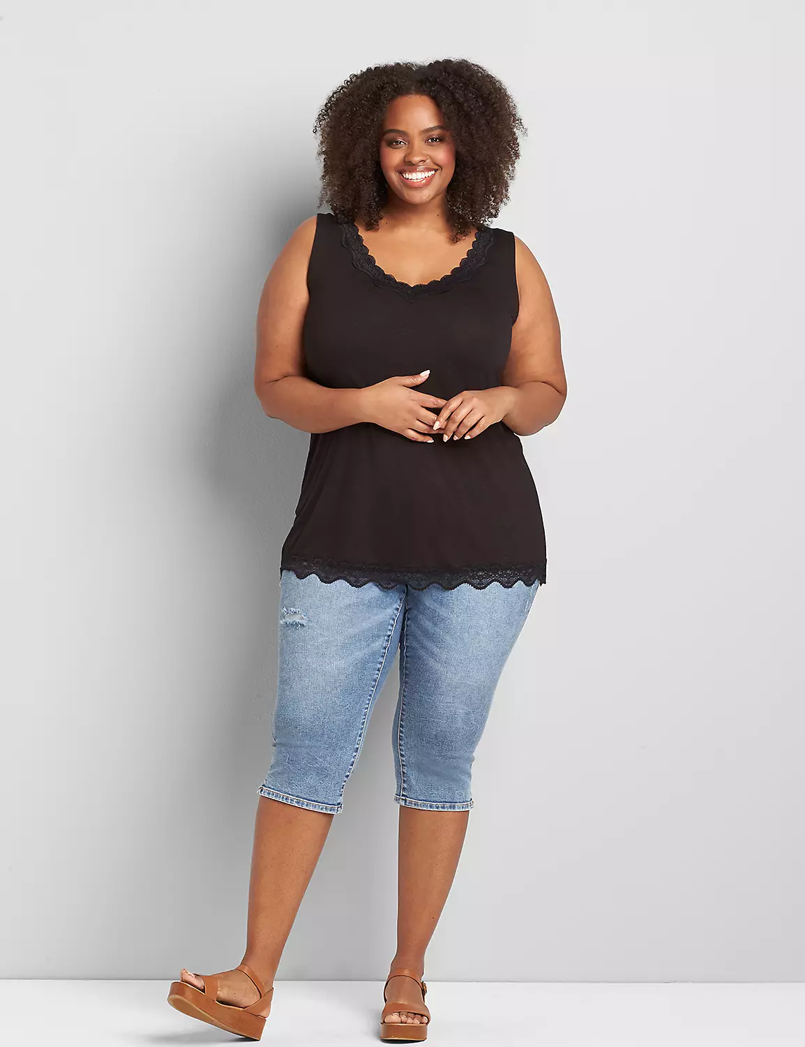 Classic V-Neck Lace-Trim Tank 3 Classic V-Neck Lace-Trim Tank - Image 3