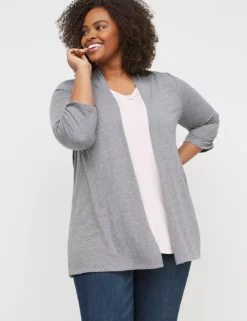 Classic 3/4 Ruched-Sleeve Open-Front Overpiece -Cheap Form & Fabric Fashion Store 375440 0000015477 alt1