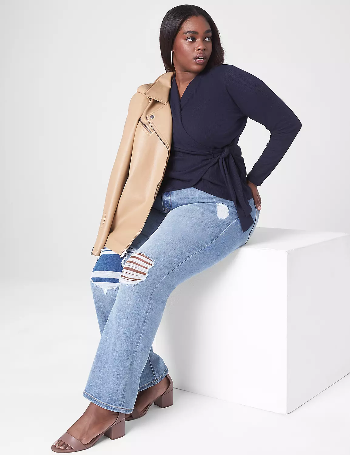 Classic Waffle Jacquard Knit Wrap Top 3 Classic Waffle Jacquard Knit Wrap Top - Image 3