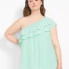 Classic One-Shoulder Ruffle-Front Top