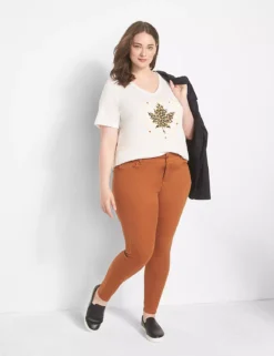 Classic Perfect Sleeve V-Neck Cheetah Leaf Graphic Tee -Cheap Form & Fabric Fashion Store 378304 0000000567 alt1