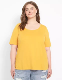 Fitted Short-Sleeve Open Scoop-Neck Tee -Cheap Form & Fabric Fashion Store 378686 0000009170 alt1