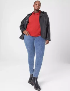 Signature Fit High-Rise Pull-On Jegging - Light Wash With Rhinestones