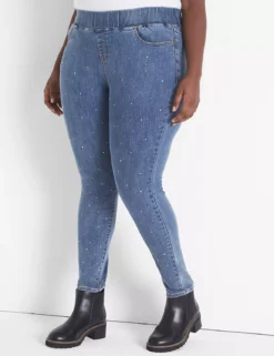 Signature Fit High-Rise Pull-On Jegging - Light Wash With Rhinestones -Cheap Form & Fabric Fashion Store 397751 0000012013 alt1