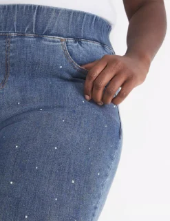 Signature Fit High-Rise Pull-On Jegging - Light Wash With Rhinestones -Cheap Form & Fabric Fashion Store 397751 0000012013 alt2