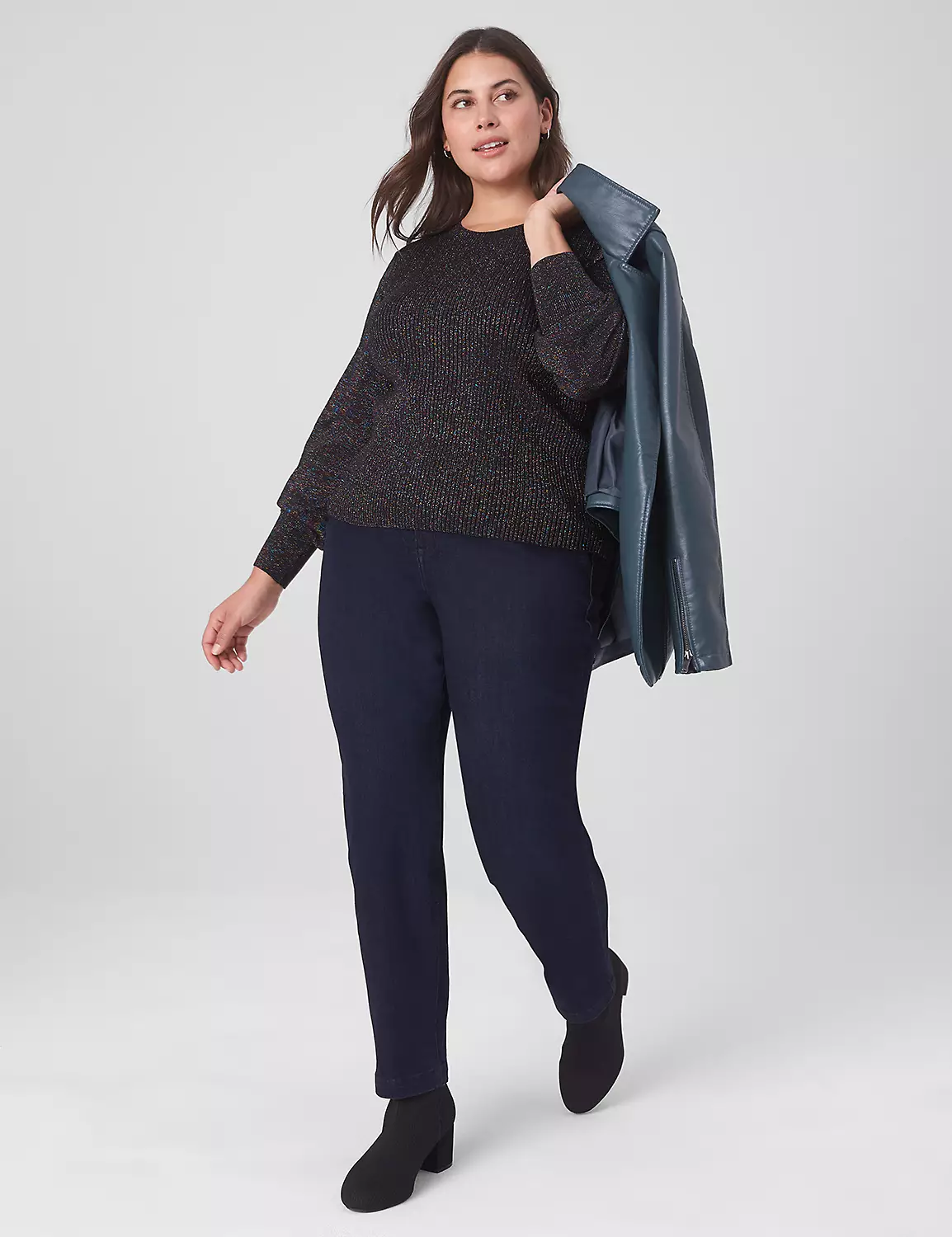 Fitted Long-Sleeve Mock-Neck Shine Sweater 3 Fitted Long-Sleeve Mock-Neck Shine Sweater - Image 3