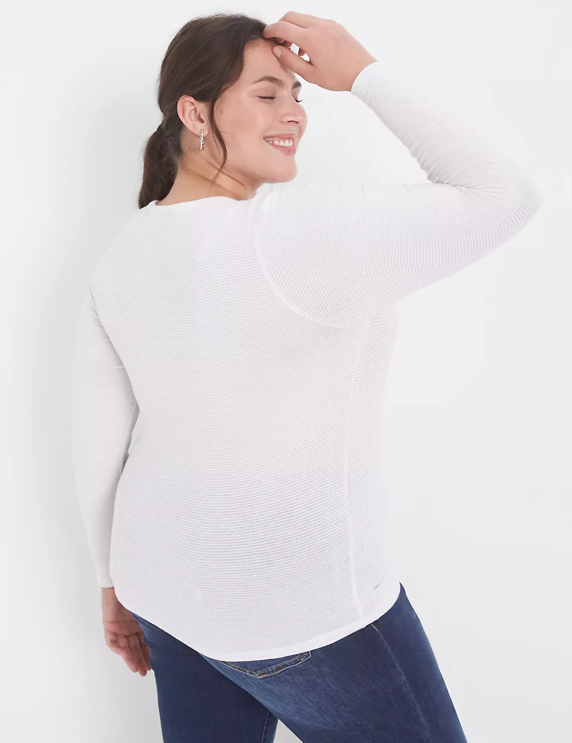 Fitted Blouson-Sleeve Drawcord-Front Tee - Stripe 2 Fitted Blouson-Sleeve Drawcord-Front Tee - Stripe - Image 2