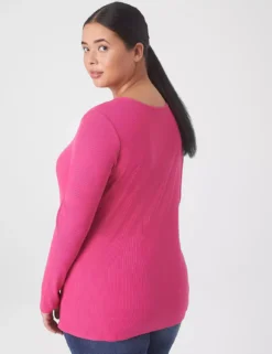 Classic Sweetheart-Neck Ribbed Tee -Cheap Form & Fabric Fashion Store 397976 0000009030 Back