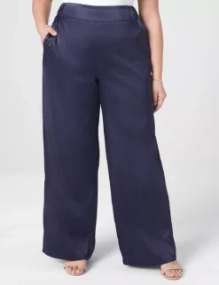 Satin High-Rise Pull-On Wide Leg Pant