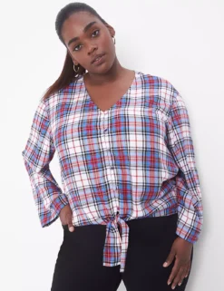 Classic Button-Down Tie-Hem Top