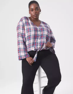 Classic Button-Down Tie-Hem Top -Cheap Form & Fabric Fashion Store 398124 0000103126 alt1