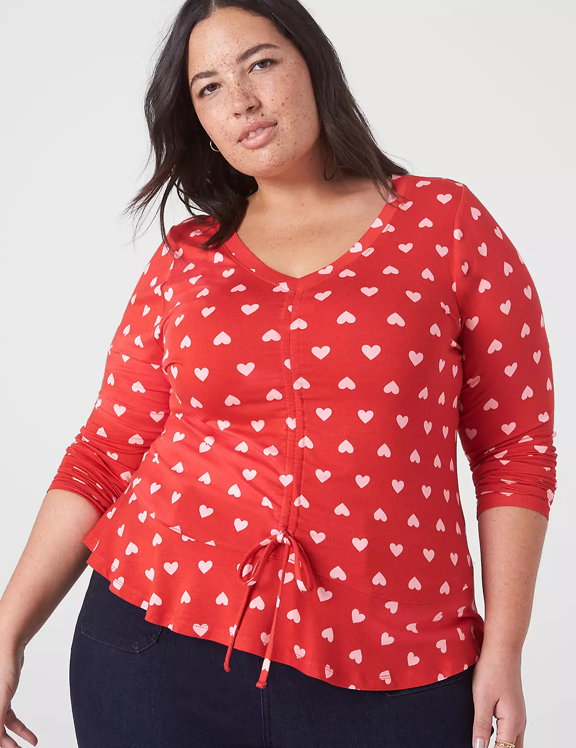 Classic V-Neck Tee With Drawcord Detail 1 Classic V-Neck Tee With Drawcord Detail