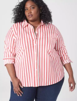 Relaxed Button-Front Boyfriend Shirt