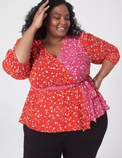 Classic Faux-Wrap Belted Top