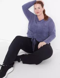 LIVI Crop Boatneck Ruched-Detail Sweatshirt -Cheap Form & Fabric Fashion Store 398723 0000028161 alt2