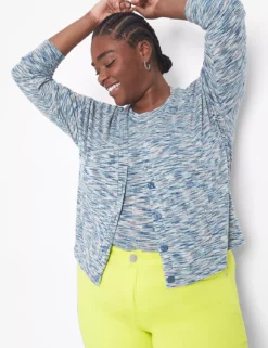 Relaxed Crop Button-Front Cardigan