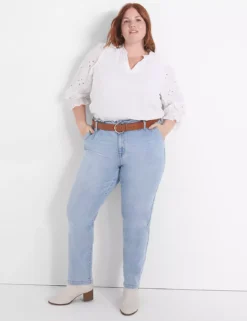 High-Rise Girlfriend Jean With Elastic Waistband -Cheap Form & Fabric Fashion Store 398917 0000012018 alt1