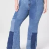 Curvy Fit Body Icon Flare Jean - Patchwork