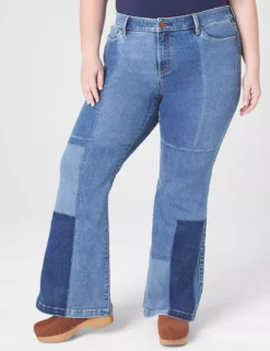 Curvy Fit Body Icon Flare Jean - Patchwork
