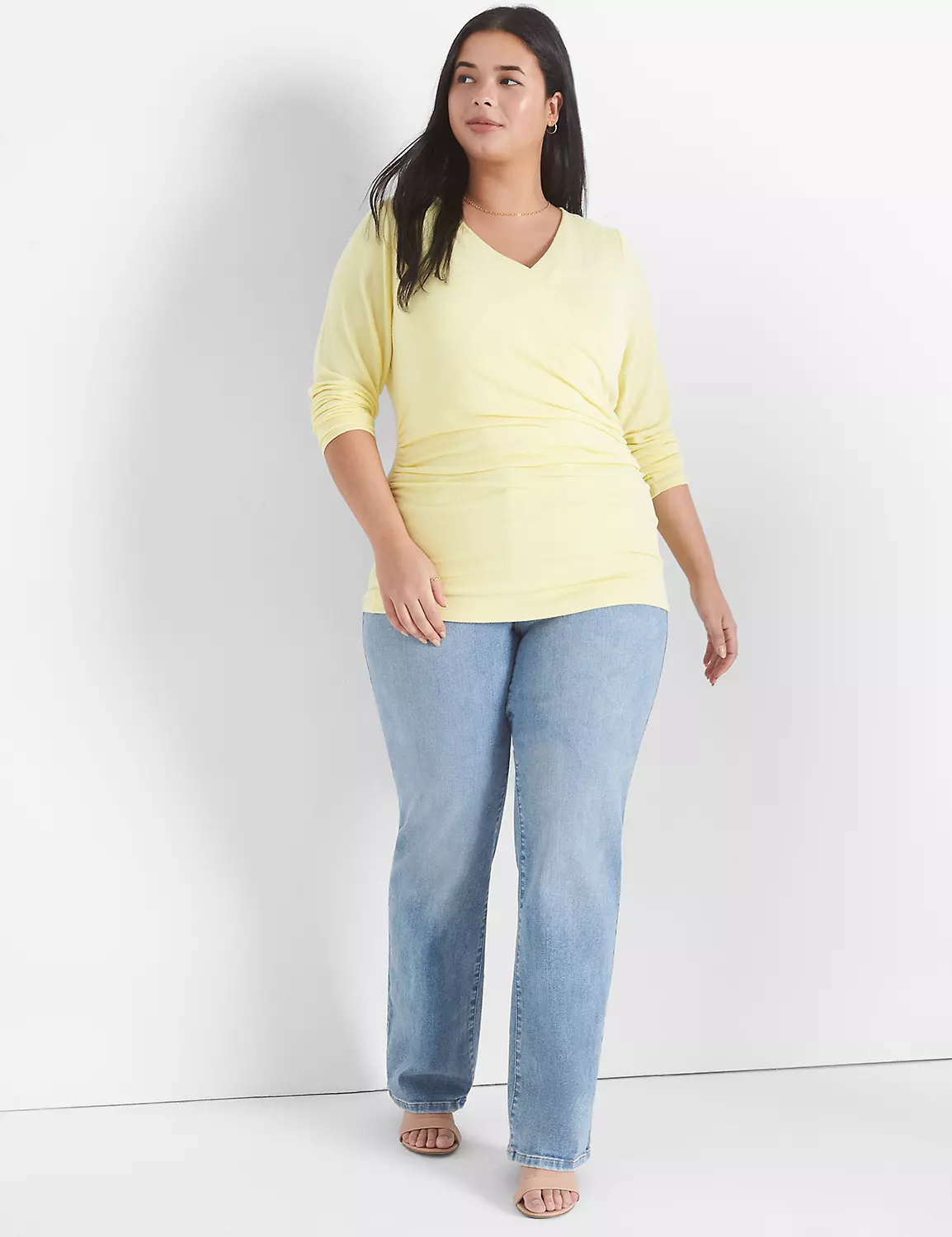 Classic Faux-Wrap Ruched-Side Top 3 Classic Faux-Wrap Ruched-Side Top - Image 3