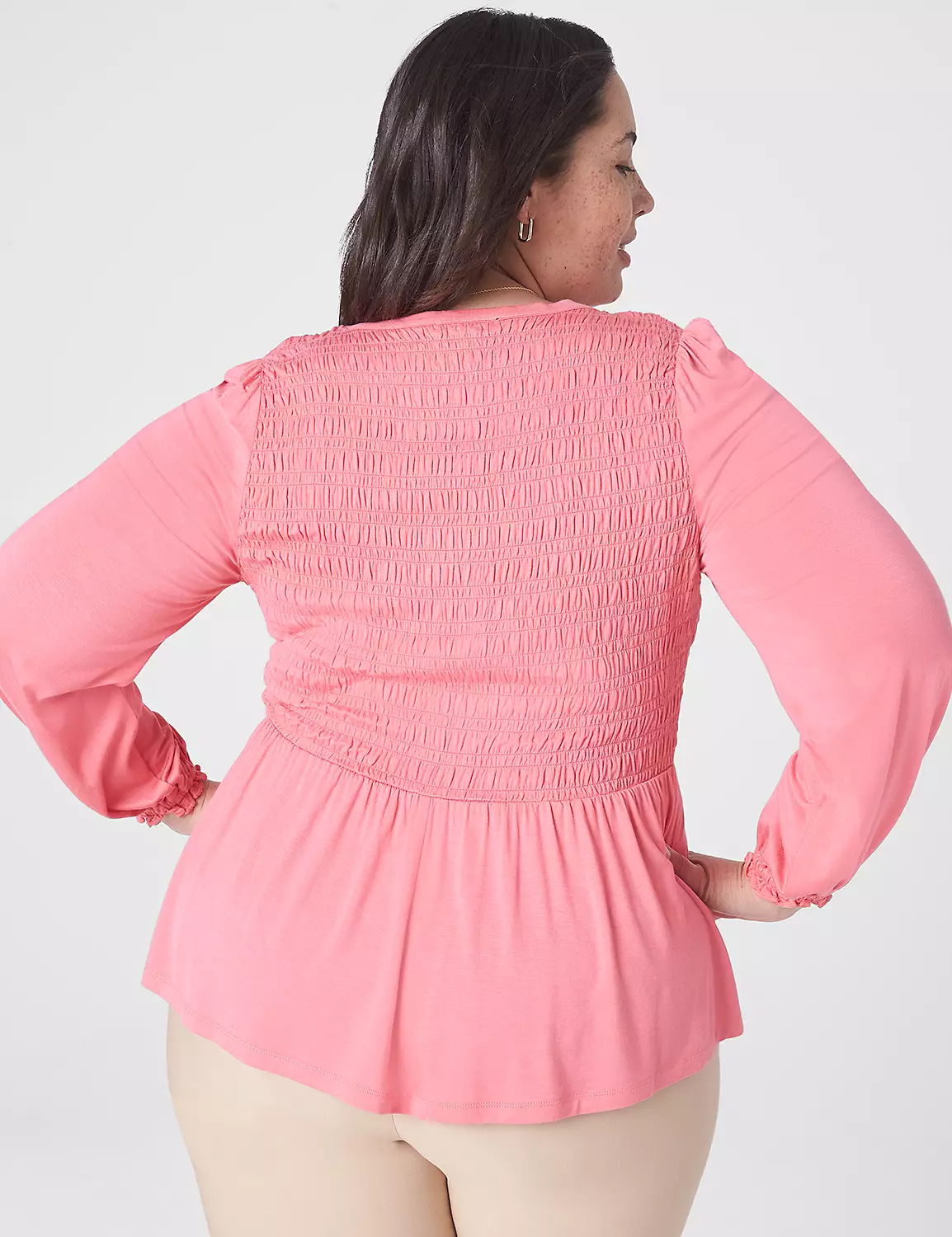 Fitted Smocked Bodice Peplum Top 2 Fitted Smocked Bodice Peplum Top - Image 2