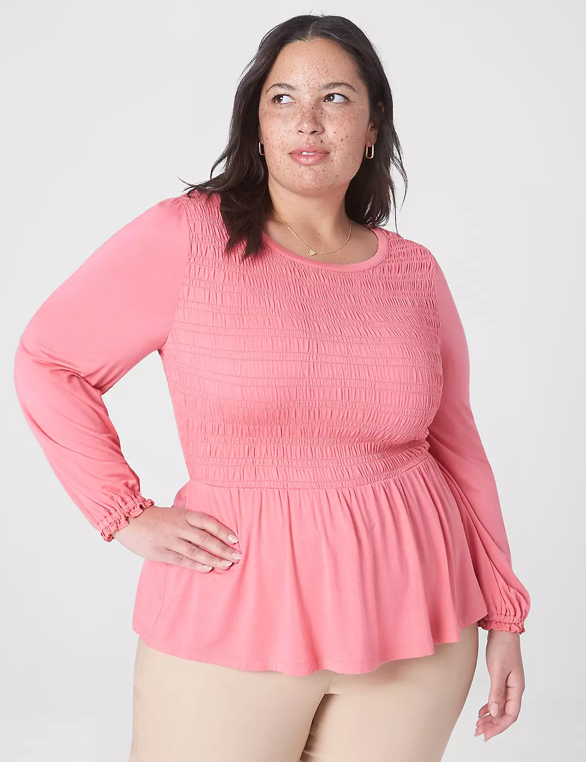 Fitted Smocked Bodice Peplum Top 3 Fitted Smocked Bodice Peplum Top - Image 3