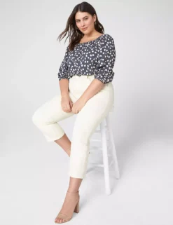 3/4-Sleeve Square-Neck Top