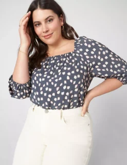 3/4-Sleeve Square-Neck Top -Cheap Form & Fabric Fashion Store 399182 0000107848 alt1