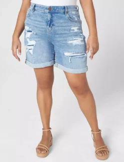 Signature Fit Boyfriend Jean Midi Short - Destruction