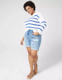 Signature Fit Boyfriend Jean Midi Short - Destruction -Cheap Form & Fabric Fashion Store 399190 0000012018 alt1