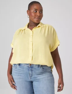 Relaxed Short-Sleeve Button-Down Top -Cheap Form & Fabric Fashion Store 399207 0000028042 alt1