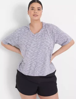 LIVI Crop Scoop-Neck Spacedye Hoodie