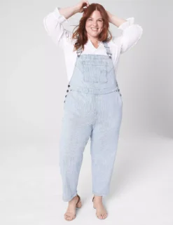 Denim Straight Leg Overalls - Rail Stripe