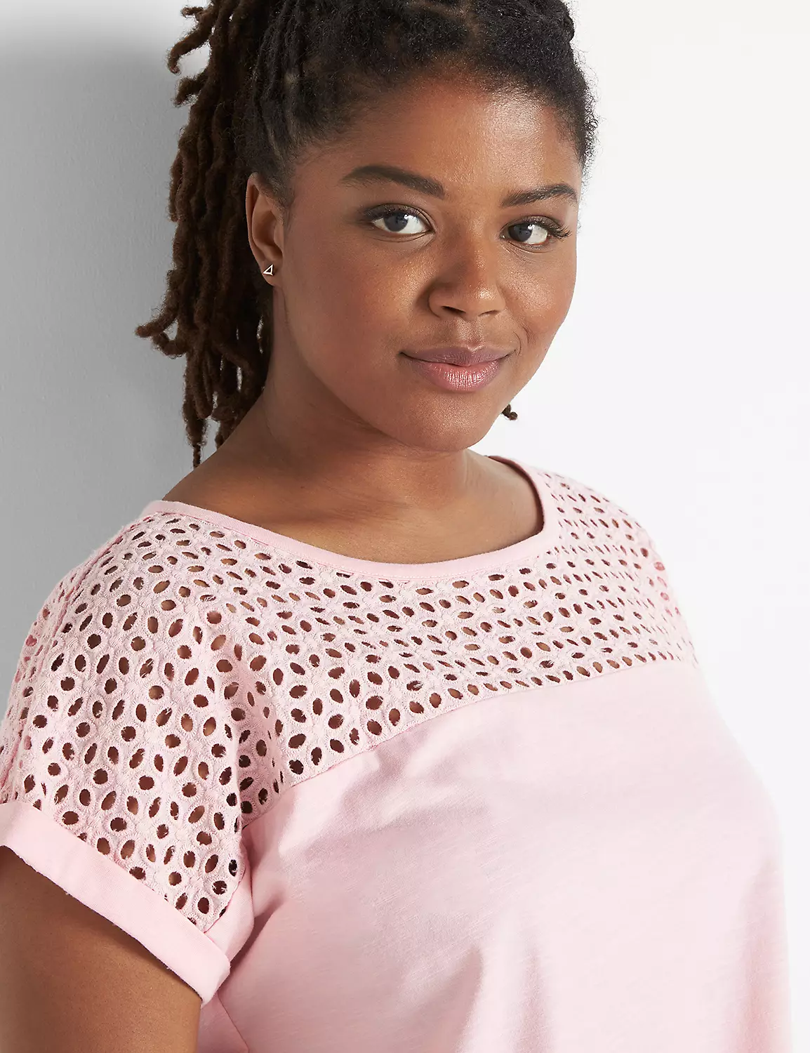 Cap-Sleeve Eyelet Yoke Tee 4 Cap-Sleeve Eyelet Yoke Tee - Image 4