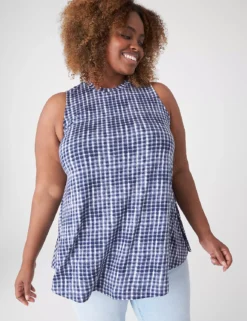 Modern Slub Swing High-Neck Straight-Hem Tunic