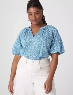 Short-Sleeve Split-Neck Top -Cheap Form & Fabric Fashion Store 399511 0000107883 alt1