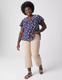 Notch-Neck Shirred-Yoke Top -Cheap Form & Fabric Fashion Store 399552 0000106530 alt1