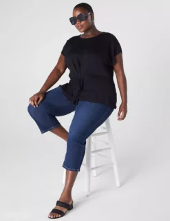 Cap-Sleeve Pleat-Front Top