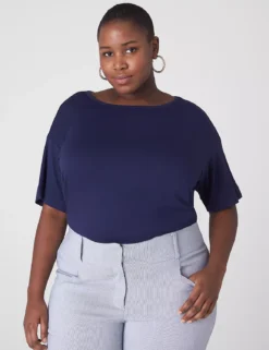 Perfect Sleeve Wide Crew-Neck Tee -Cheap Form & Fabric Fashion Store 399589 0000028161 alt1