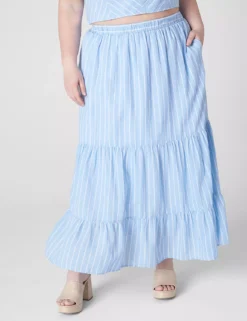 Tiered Linen Maxi Skirt