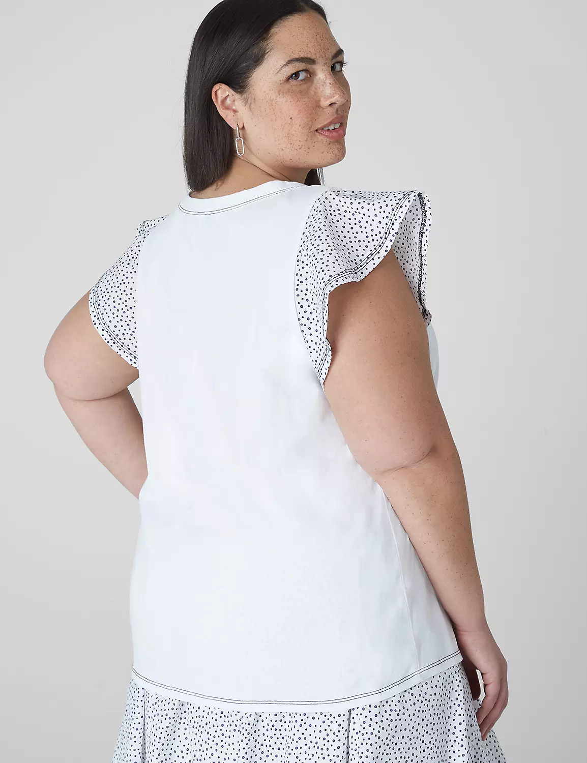 Woven Flutter-Sleeve Crew-Neck Tee 2 Woven Flutter-Sleeve Crew-Neck Tee - Image 2