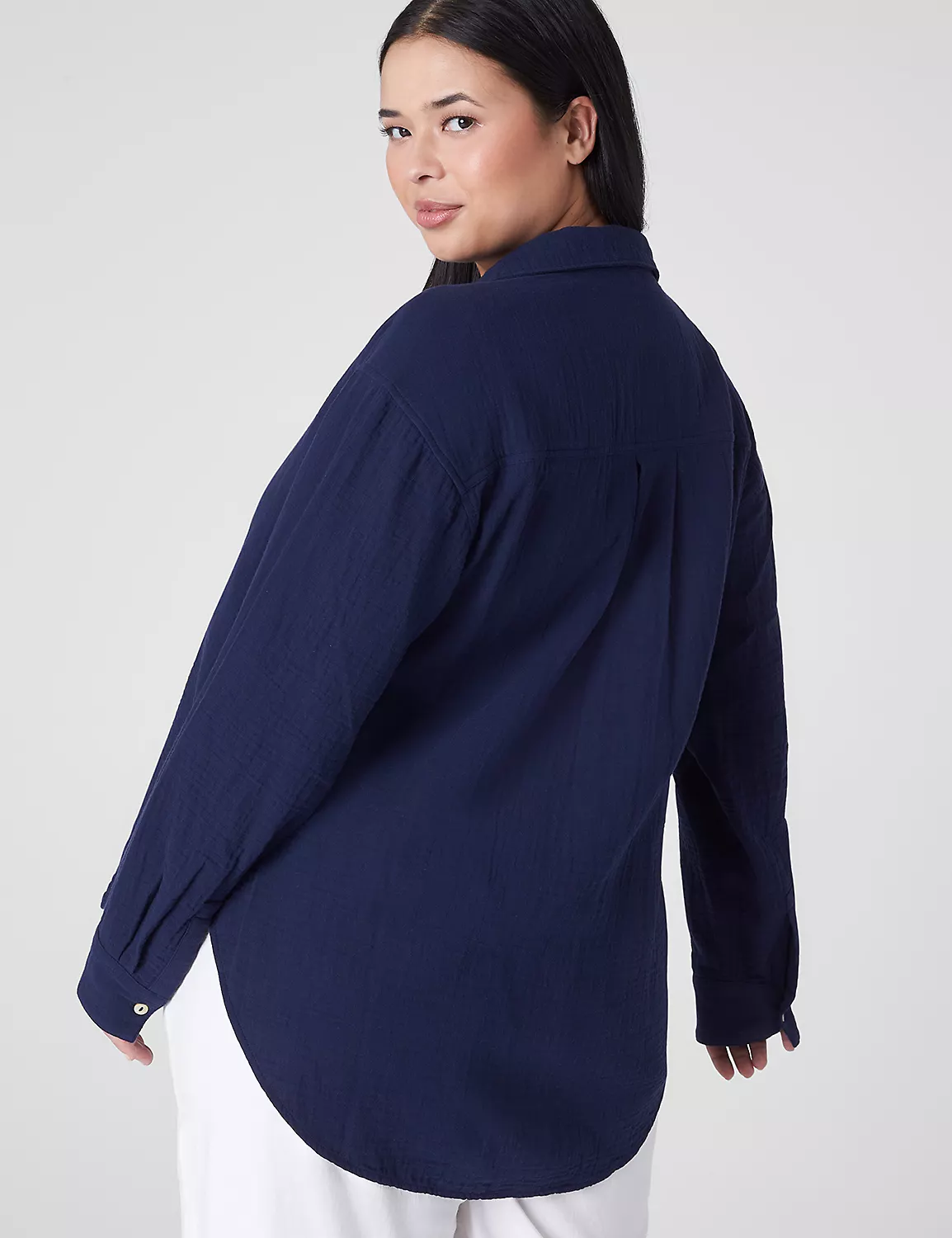 Gauze Long-Sleeve Button-Down Beach Top 2 Gauze Long-Sleeve Button-Down Beach Top - Image 2