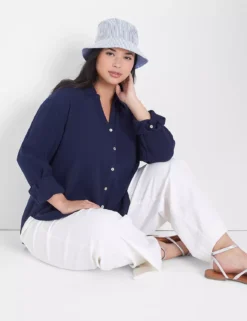 Gauze Long-Sleeve Button-Down Beach Top 5 Gauze Long-Sleeve Button-Down Beach Top -Cheap Form & Fabric Fashion Store 400062 0000028161 alt1