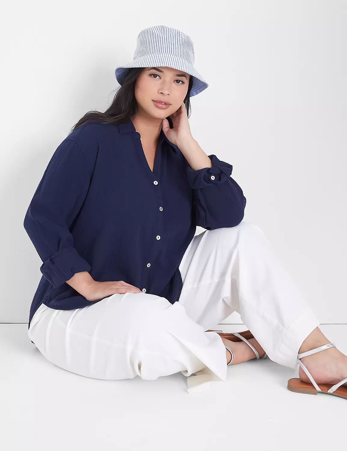 Gauze Long-Sleeve Button-Down Beach Top 3 Gauze Long-Sleeve Button-Down Beach Top - Image 3