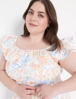 Convertible Neckline Double Ruffle Dress -Cheap Form & Fabric Fashion Store 400185 0000108027 alt1