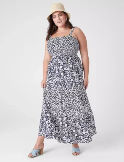 Smocked-Bodice Maxi Dress