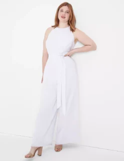 Halter-Neck Exposed Zipper Jumpsuit