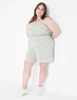 Tie-Shoulder Smocked-Waist Romper