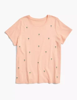 Modern Embroidered Palm Graphic Tee